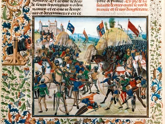 Die Schlacht von Crécy: Eduard der Schwarze Prinz befehligt das englische Heer mit Langbogenschützen gegen die starken französischen Truppen
