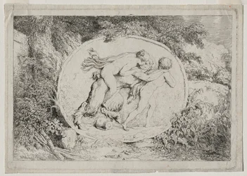 Bacchanalien: Nymphe reitet auf einem Satyr