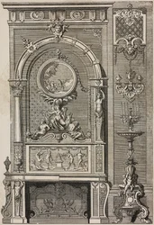 Kamin, von Jean Berain, Gravur von Scotin Aine aus L