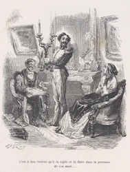 Es ist gut, dass er sie vor ihrem Ehemann schmeichelt und umgarnt. aus dem Kleinen Miseri..., 1843