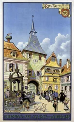 Rückkehr der Pilgerfahrt von Mont Sainte Odile nach Rosheim - Plakat der Eisenbahnen des Elsass und Lothringen, von Hansi