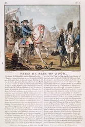 Die Einnahme von Berg-op-Zoom, Niederlande, 1747, graviert von Jean Baptiste Morret, 1787