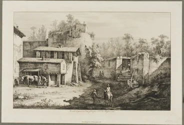 Landschaft mit Reiter und Schmied