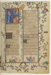 Seite aus dem Brevier von Karl V.: Jesaja kündigt das Kommen des Messias an, mit der Erscheinung der Madonna