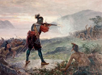 Schlacht am Champlain-See, zwischen Irokesenstämmen und einer Koalition von Indianerstämmen (Algonkin, Huronen und Montagnais), unterstützt von den Franzosen, 1609