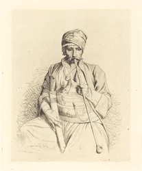 Sitzender Araber mit Pfeife