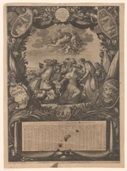 Kalender für 1659: Allegorie auf die Unterwerfung Flanderns unter Ludwig XIV