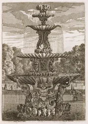 Platte aus Brunnen und Wasserstrahlen im italienischen Stil, 1661