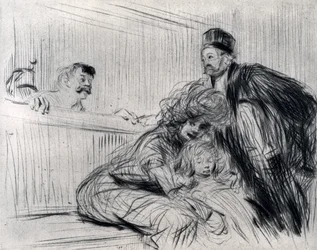 Der Anwalt spricht mit dem Angeklagten, 1925