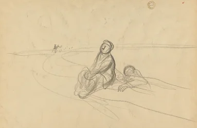 Zwei Figuren auf einer Straße (verso)