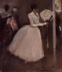 Frau in Weiß mit einem Fächer, ca. 1884