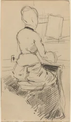 Junge Frau am Klavier sitzend [recto], ca. 1890