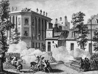 Französische Revolution: Aktion zwischen der deutschen Königlichen und den französischen Wachen vor dem Depot der französischen Wachen am 12. Juli