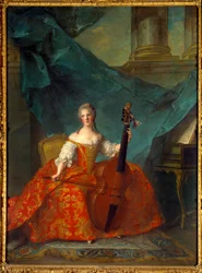 Porträt von Madame Henriette de France (1727-1752), Tochter von Ludwig XV., beim Spielen der Bassgambe