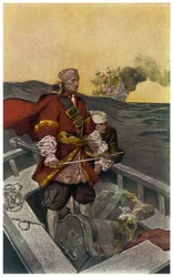Porträt des walisischen Piraten und Freibeuters Henry Morgan (1635-1688), Illustration von J. N. Marchand aus 