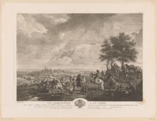 Landschaft mit Pferdehändlern auf einem Markt (Serie: Drucke nach Gemälden von Philips Wouwerman)