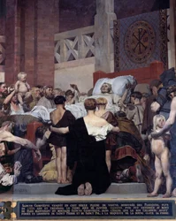 Der Tod der Heiligen Genoveva, Schutzpatronin der Stadt Paris. Wandgemälde von Jean Paul Laurens