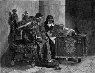 Der Papst und der Inquisitor auch genannt „Sixtus IV. (1471-1484) und Tomas de Torquemada (1420-1498)“ - Gravur nach dem Gemälde von John Paul Laurens (1838-1921)