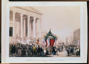 Beerdigung der Opfer der Unruhen vom Februar 1848 in der Kirche La Madeleine, 4. März 1848