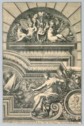 Entwurf für Überdachung und Rahmen, aus "Recherche de Plusieurs Beaux Morceaux"