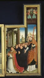 Polyptychon der Verherrlichung der Heiligen Dreifaltigkeit, Tafel mit Mönchen, 1509-15