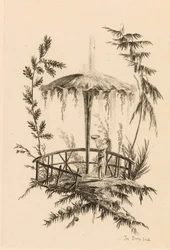 Chinesischer Brunnen in einer Landschaft