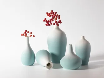 Blaue Vasen mit Roten Beeren