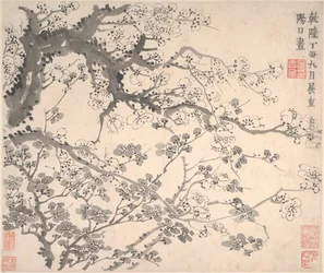 Pflaumenblüten, datiert 1757