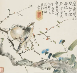 Ein Paar Chinesische Bulbul-Vögel, 1857