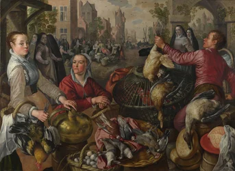 Die vier Elemente: Luft. Ein Geflügelmarkt mit dem verlorenen Sohn im Hintergrund, 1569