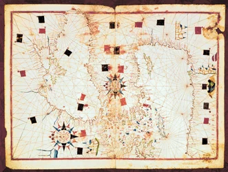 Karte des östlichen Teils des Mittelmeers und des Schwarzen Meeres, Manuskript eines Portolan-Atlas aus dem 16. Jahrhundert
