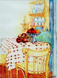 Küchentisch mit Äpfeln, 2005