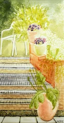 Cynthias Garten; Stufen und Töpfe