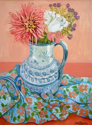 Dahlien, Rosen und Michaelmas-Gänseblümchen, 2000