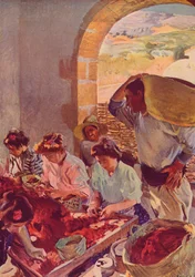 Die Vorbereitung von Trockentrauben, 1890, ca. 1932