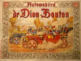 Plakat zur Werbung für De Dion Bouton Autos, ca. 1920er Jahre