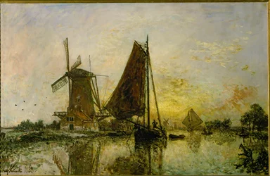 Boote und Windmühlen in Holland