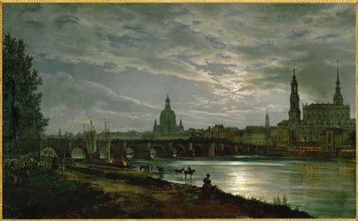 Ein Blick auf Dresden bei Mondschein