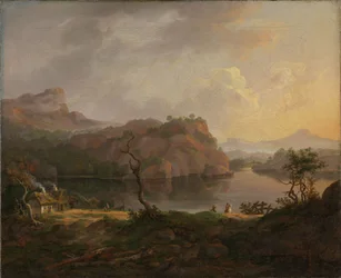 Nordische Landschaft mit einem toten Baum