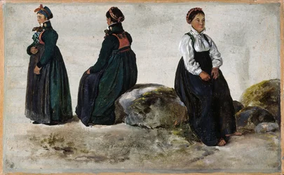 Studien von Frauenkostümen aus Luster in Sogn