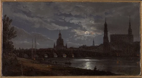 Ansicht von Dresden bei Mondschein