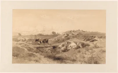 Landschaft mit Vieh und ruhendem Hirten
