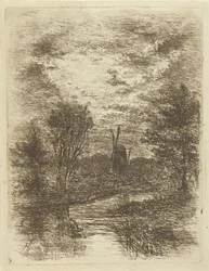 Landschaft mit Mühle