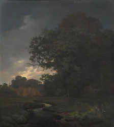 Landschaft bei bewölktem Wetter. Später Nachmittag