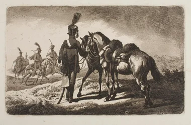 Husar mit Pferden
