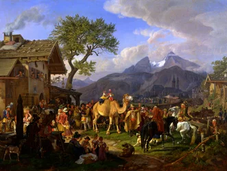 Tierbändiger vor dem Wirtshaus