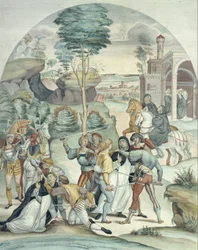 Die heilige Katharina von Siena rettet zwei Dominikaner aus den Händen von Räubern