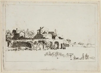 Landschaft mit Hütten