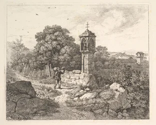 Ein Bauer grüßt die Statue von Maria, 1817