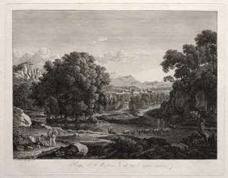 Heroische Landschaft: Viehüberquerung des Flusses